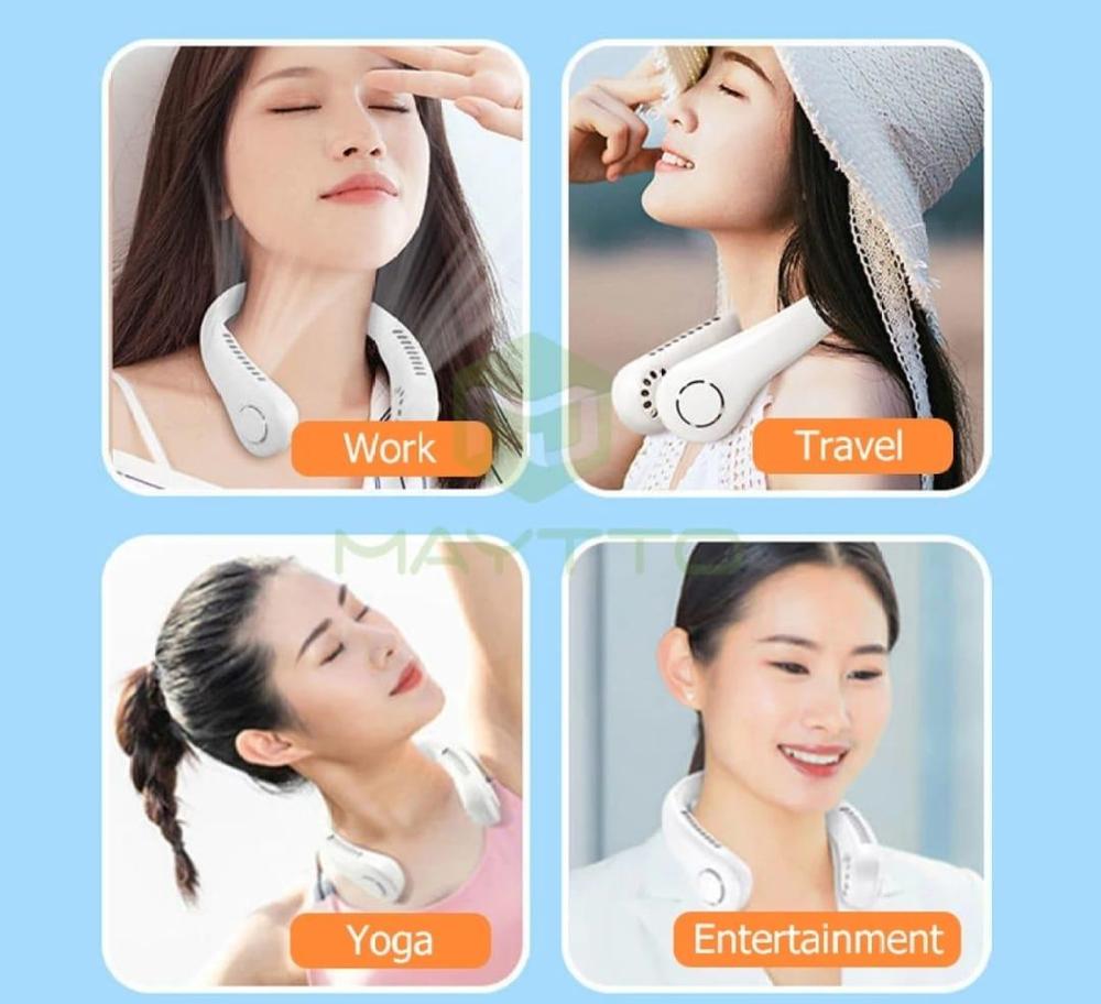 Portable Neck Fan, Hands-Free Bladeless Fan: 360° Cooling - Rechargeable