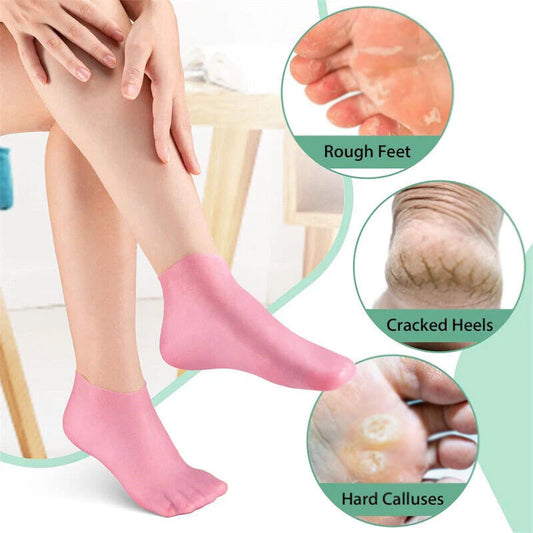 Silicone Moisturizing Gel Socks (1 Pair, Pink)