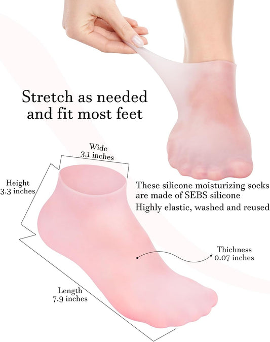 Silicone Moisturizing Gel Socks (1 Pair, Pink)