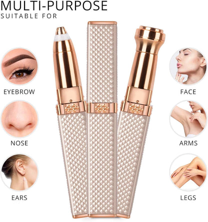2-in-1 Rechargeable Eyebrow & Facial Hair Trimmer – Painless, Easy-to-Use Epilator with LED Light
