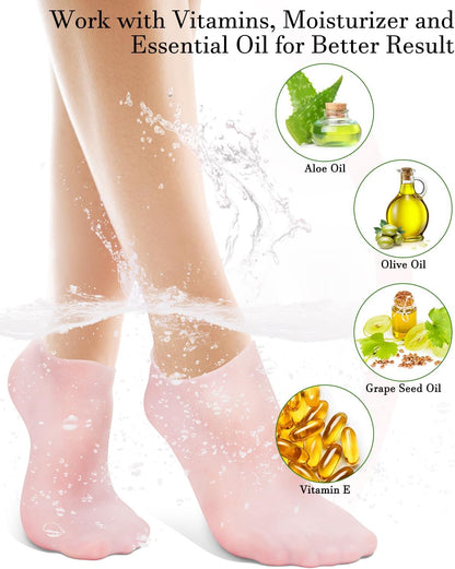 Silicone Moisturizing Gel Socks (1 Pair, Pink)